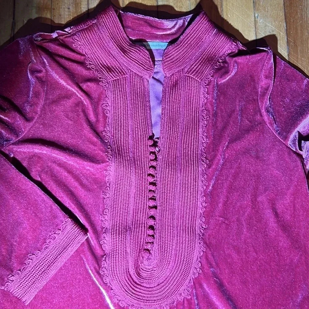 Velvet soft‎ surroundings pink embellished  tunic - Picture 3 of 8